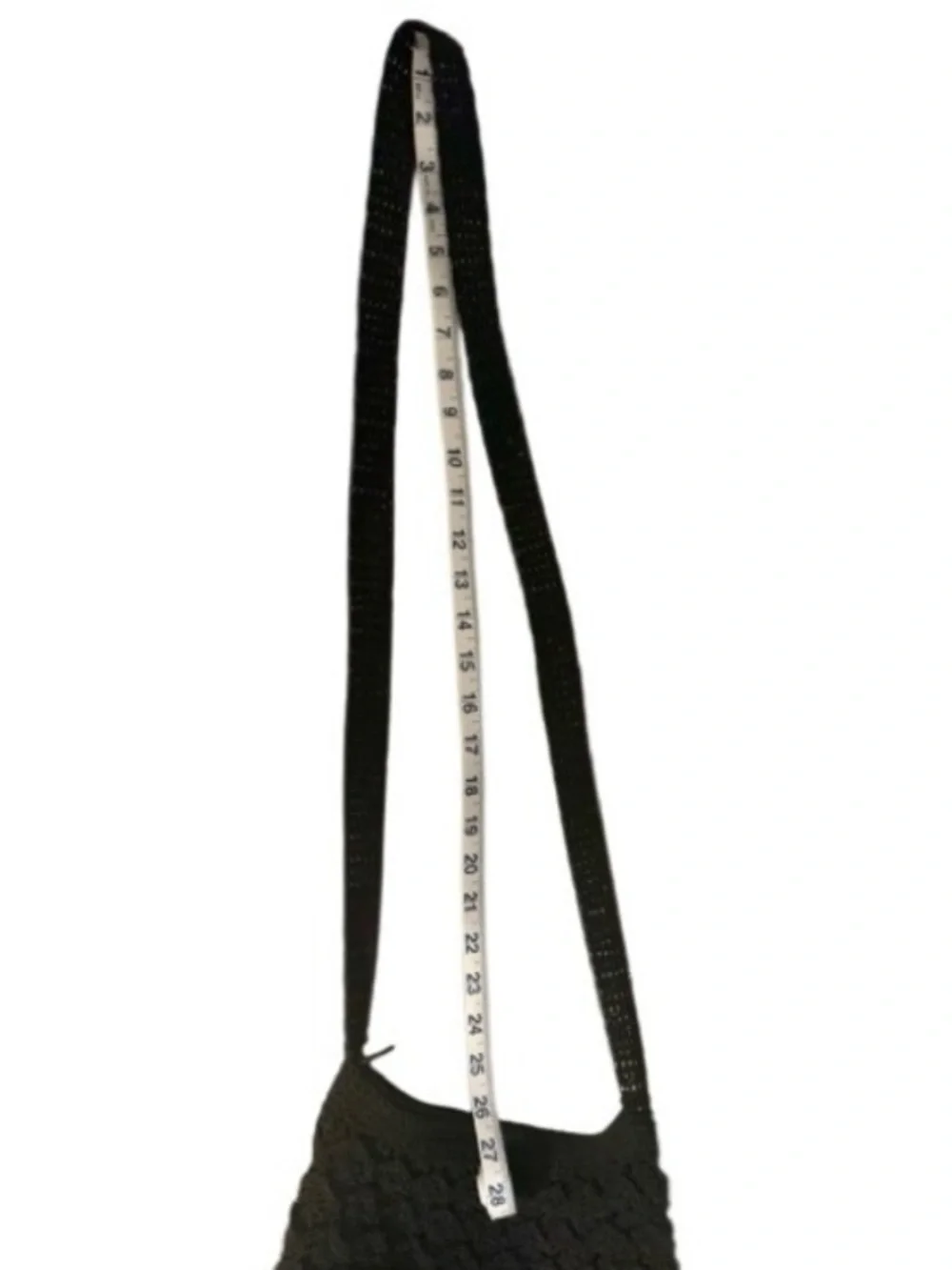 Black Crochet Crossbody Bag- Boho‎ Chic Scandi Girl Style Festival Purse
